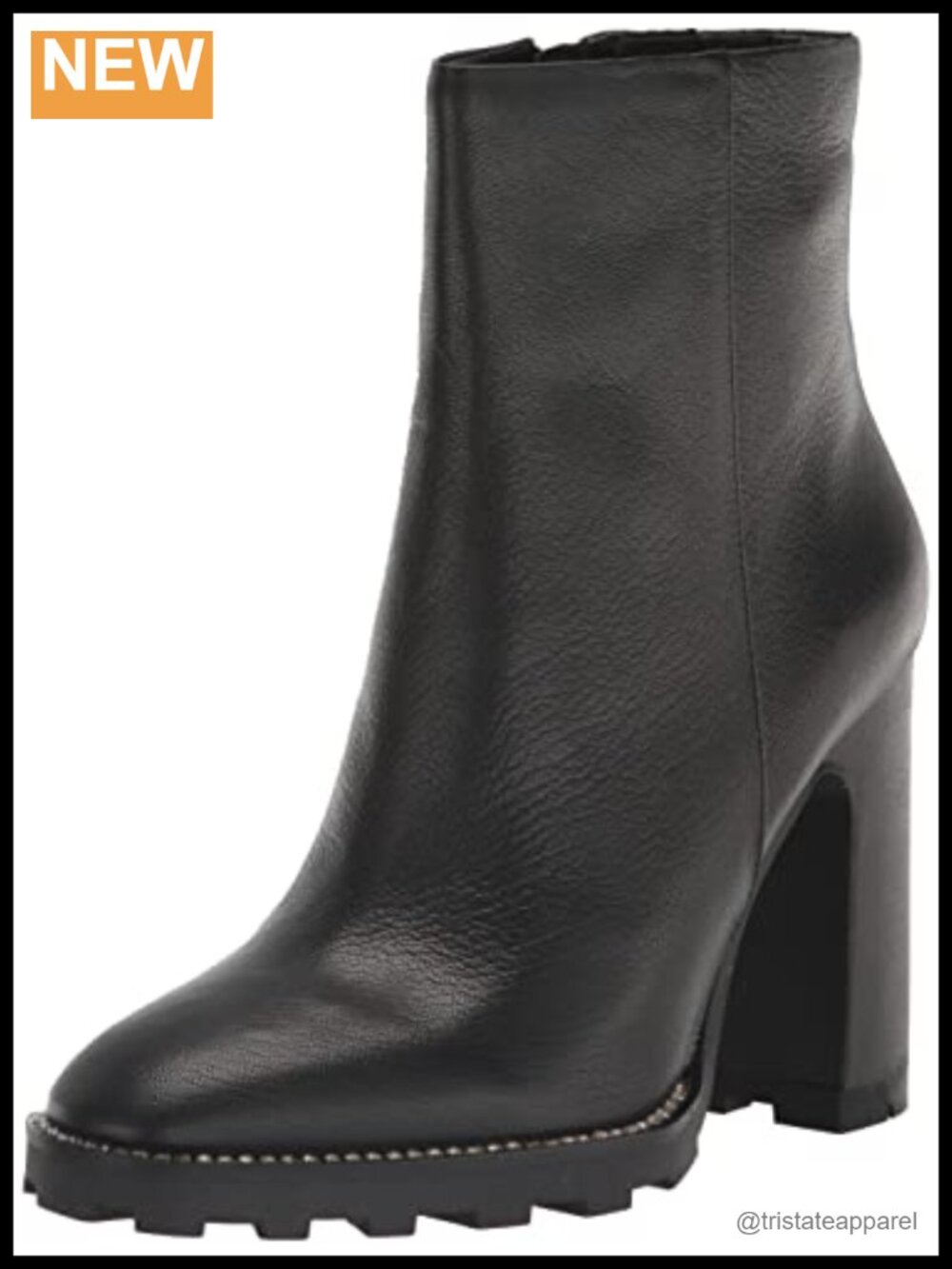 Karl Lagerfeld Peppy Lug-Sole Zip-Up Ankle Boots Leather Block Heel